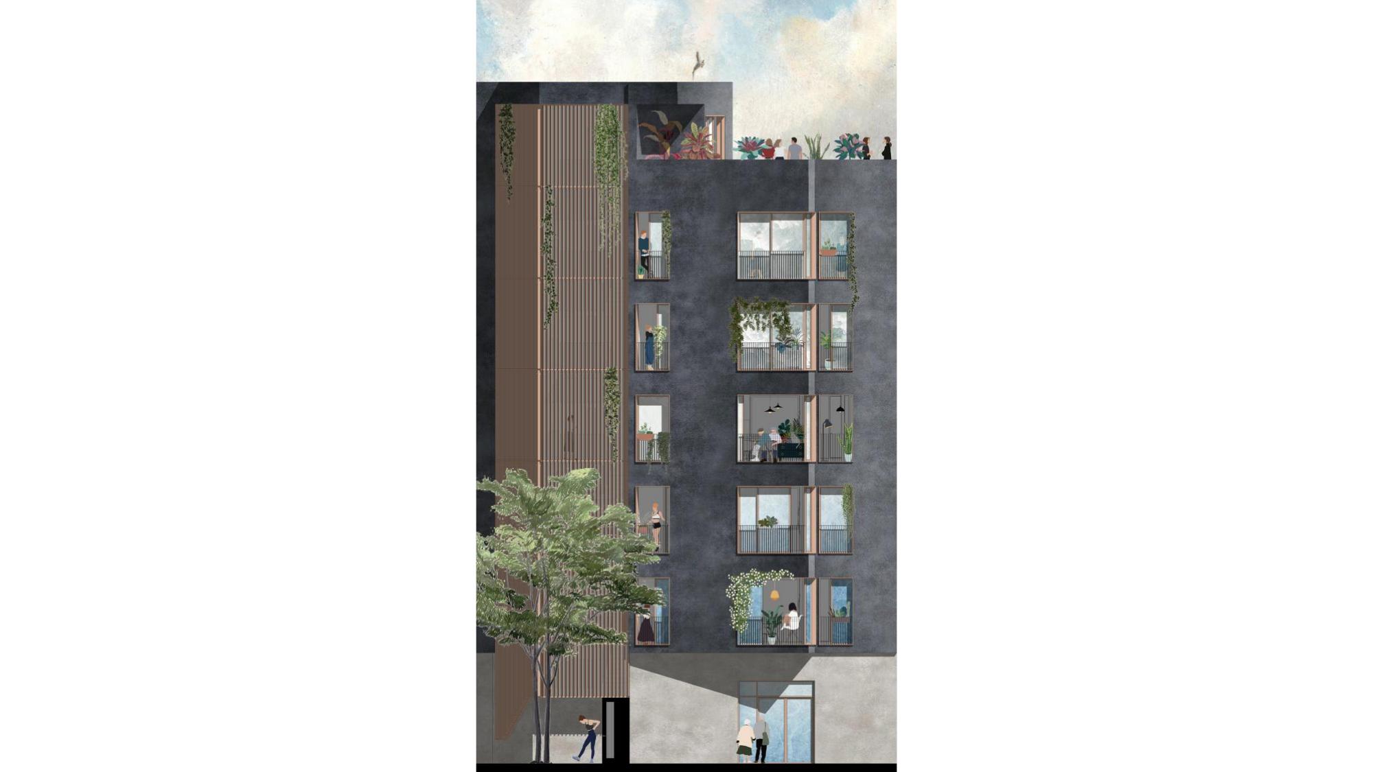 Tower volume render with planting