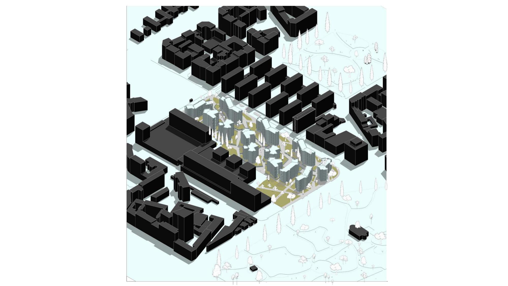 Urban-scale axonometric study